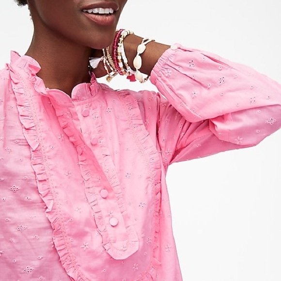 J. Crew Long-sleeve Ruffle Shirt In Floral Eyelet - Picture 3 of 6